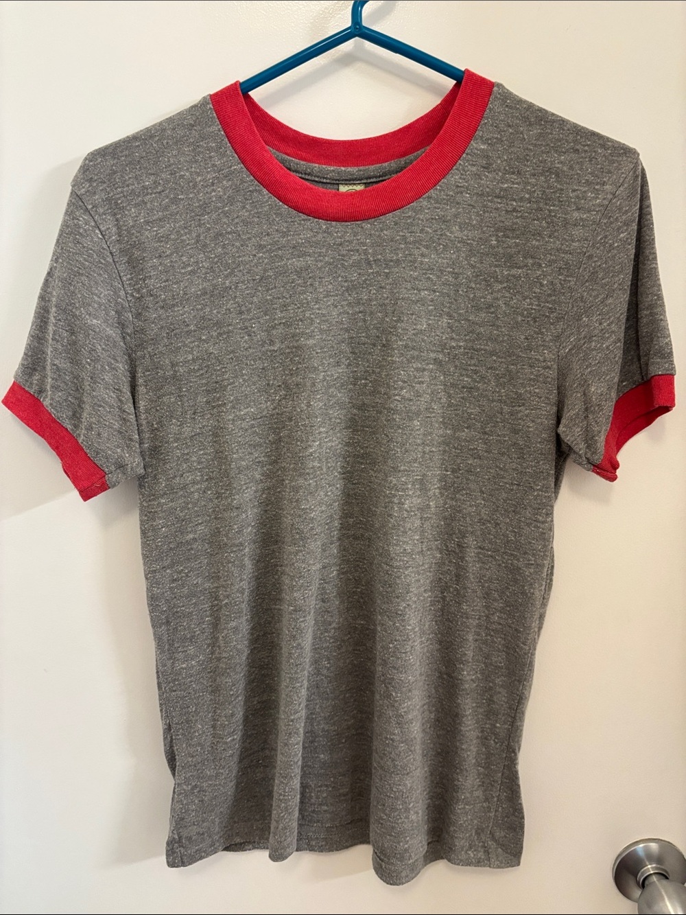 Alternative Apparel Men's Gray Ringer T‑Shirt with Red Trim